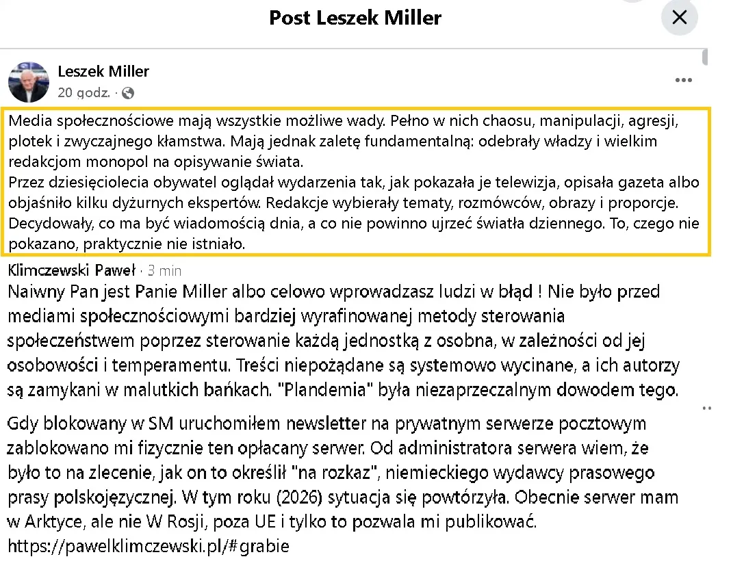 Naiwny Pan jest Panie Miller, albo celowo wprowadzasz ludzi w błąd! .